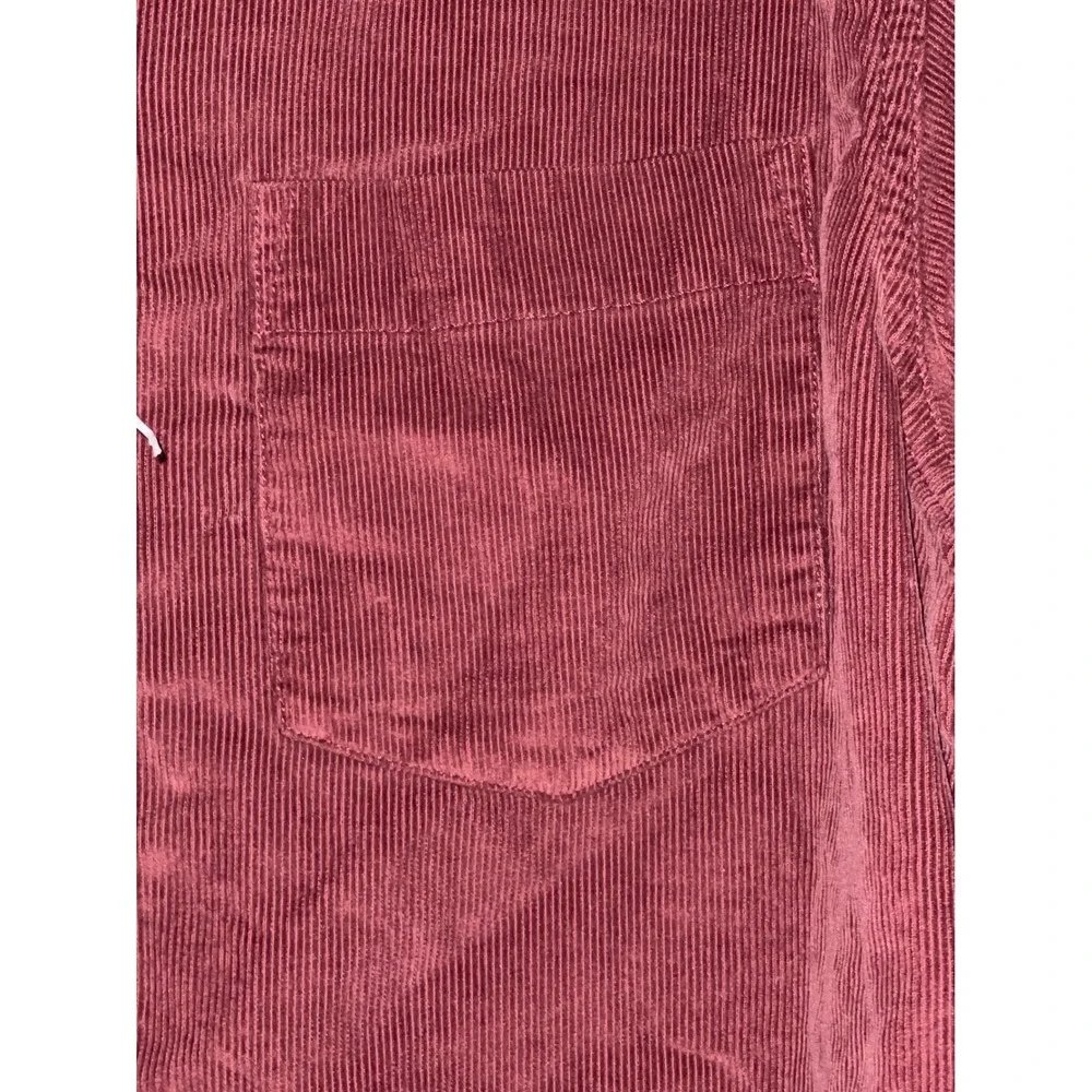 Alpine Design Mens Corduroy Long Sleeve Button Down Shirt Maroon Burgundy Medium